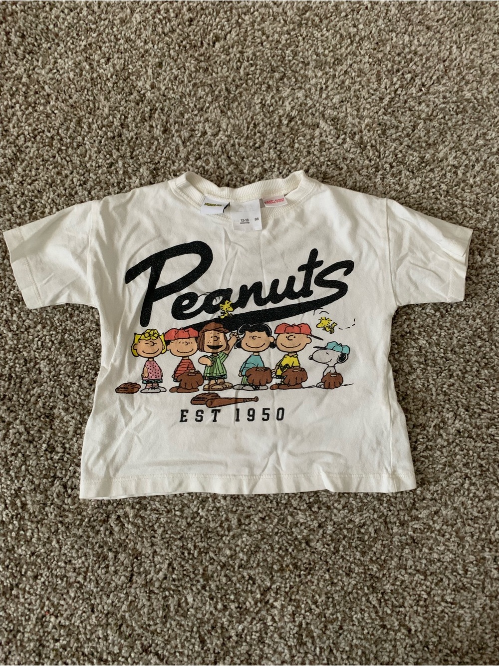 Zara White Peanuts Graphic Tee with Multi-Color Characters